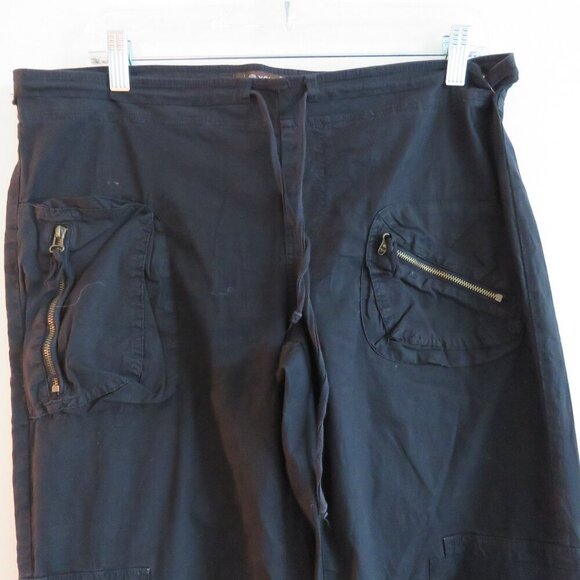 XCVI Black Straight Leg Cotton Cargo Pants Pockets Grunge Goth Alt - Picture 5 of 16